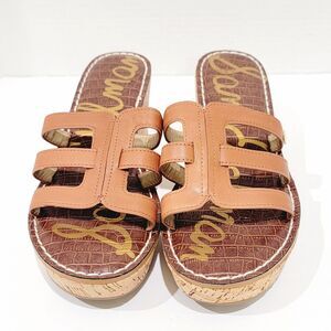 Sam Edelman Rolita Wedge Sandals Women's Size 10 M Brown Slip On Heels Strappy